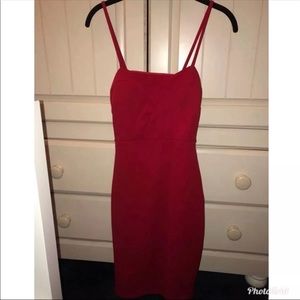 Red midi length dress